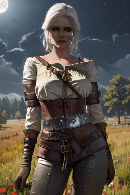 4291412196-2701739295-ciri, looking at viewer, scar, eyeshadow, neutral facial expression, blouse, leather strap, corset, belt, gloves, tight pants, n.png